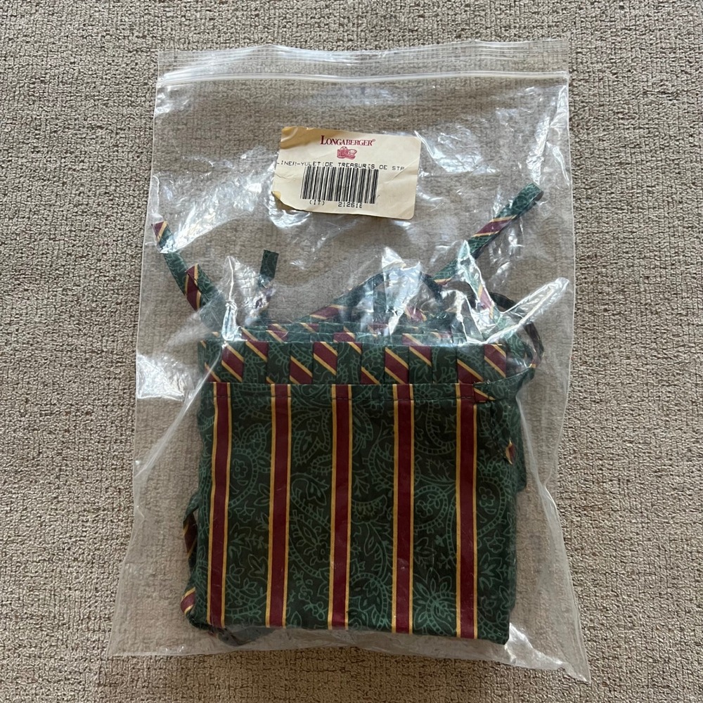 Longaberger Yuletide Treasures Green Paisley Stripe Basket Liner 21261 Christmas
